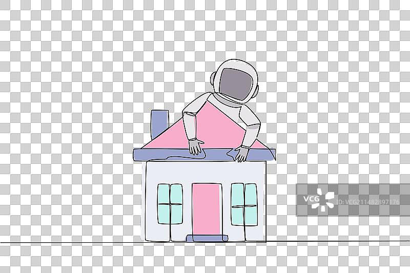 活力青年连续单线画图片素材