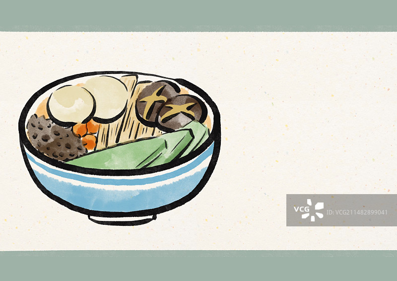 水墨风安徽美食插画-李鸿章大杂烩图片素材