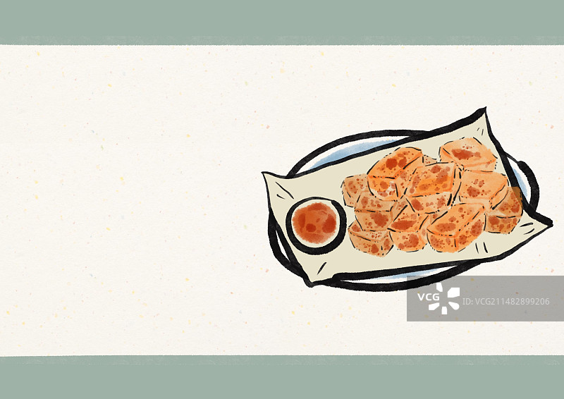 水墨风安徽美食插画-毛豆腐图片素材