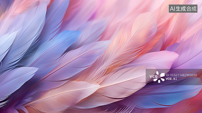【AI数字艺术】彩色羽毛图片素材