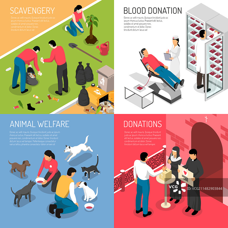 志愿者等距概念图片素材