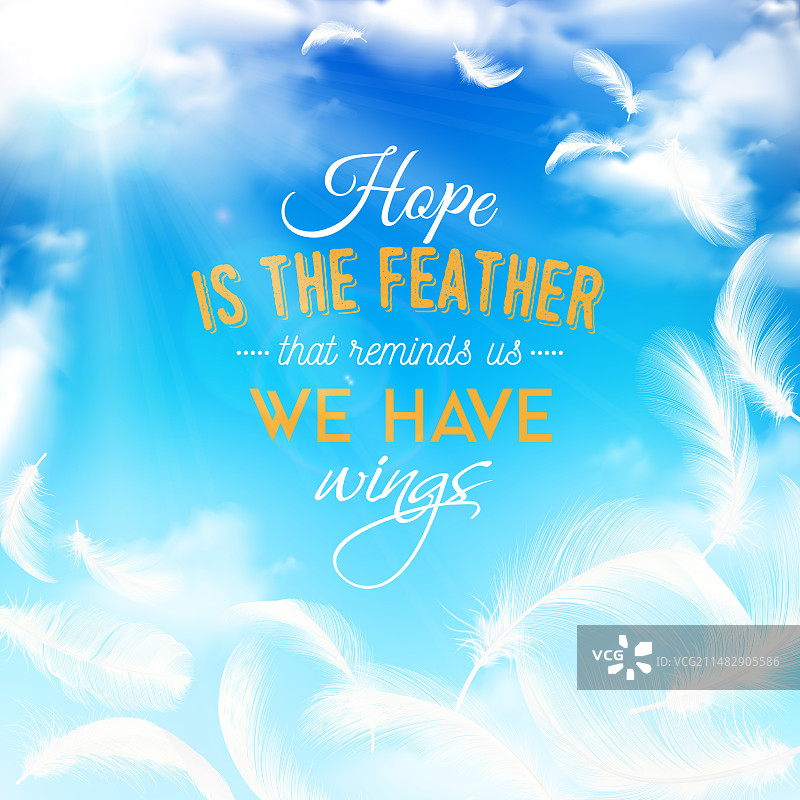 蓝色天空与白色羽毛图片素材