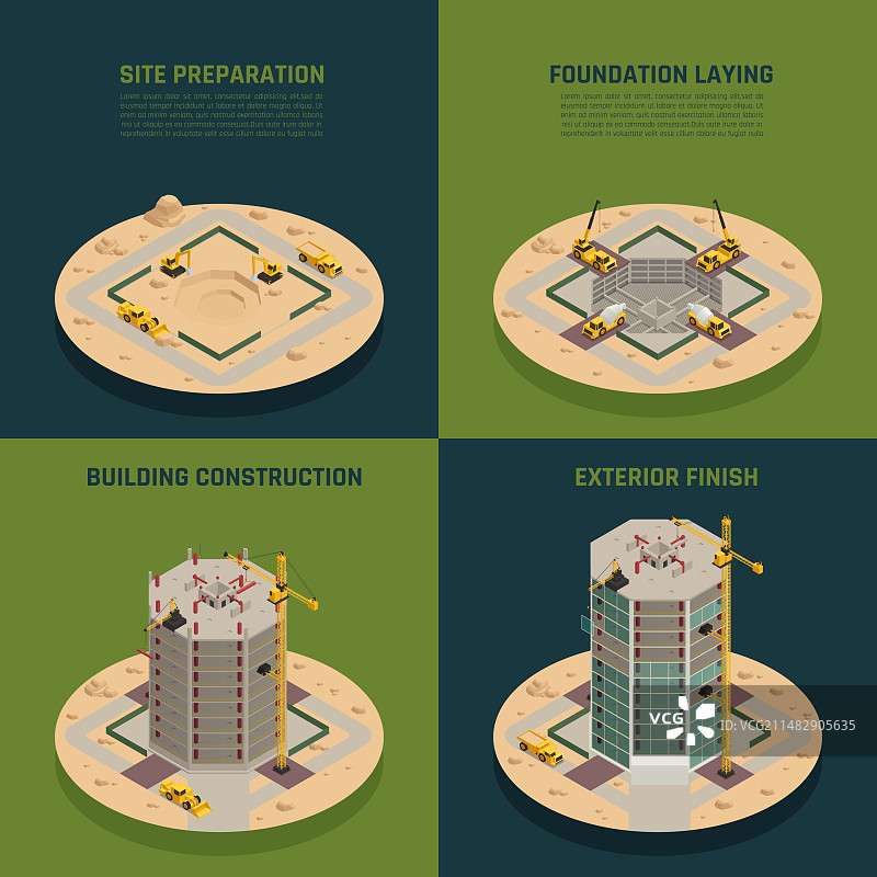 摩天大楼建造2.5D图片素材