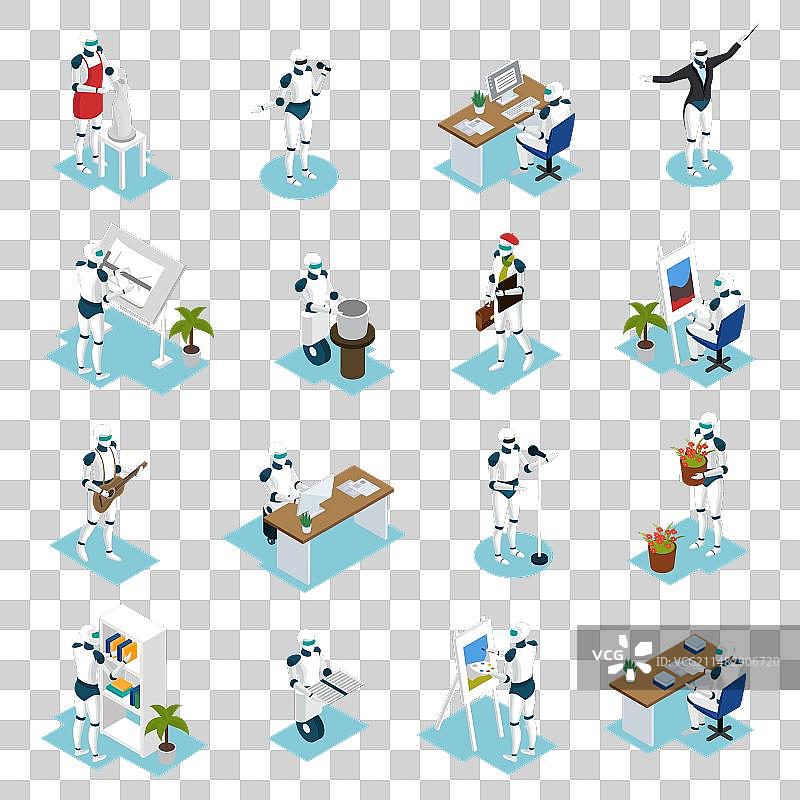 创意机器人2.5D图标图片素材