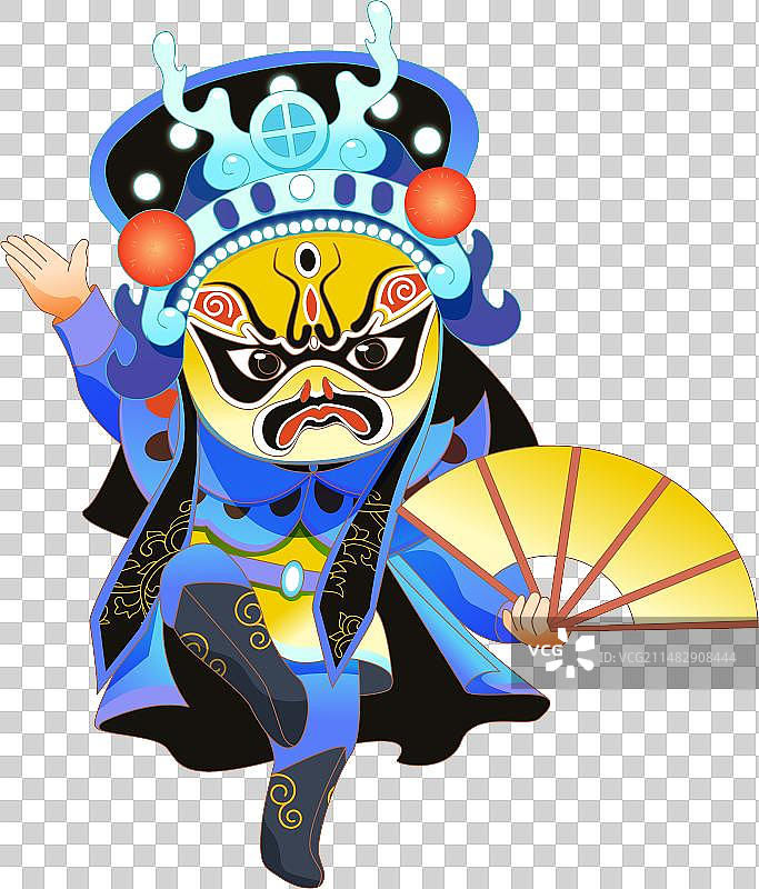 矢量变脸卡通人物川剧国潮元素图片素材