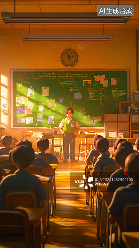 【AI数字艺术】教室老师教书微缩景观移轴摄影小场景图片素材