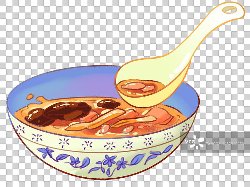 陕西西安美食国风插画元素图片素材