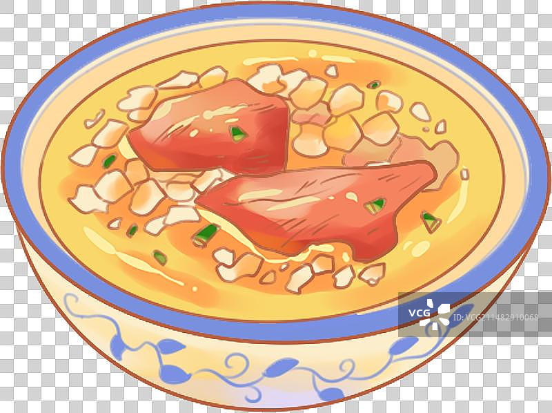 陕西西安美食国风插画元素图片素材