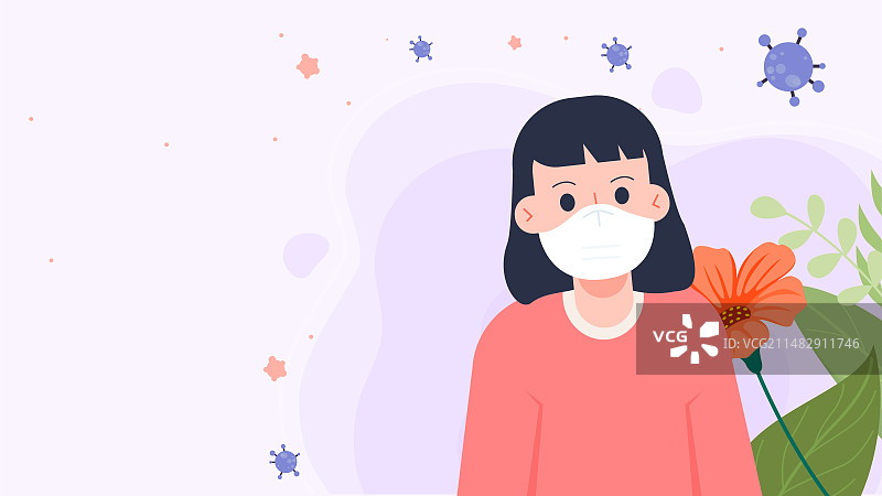 流感季节注意防护儿童感冒插画图片素材