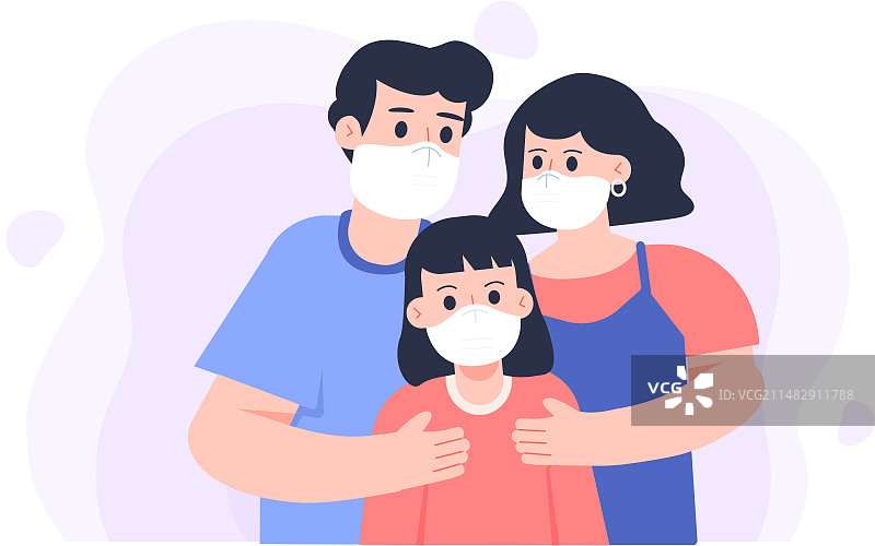 一家人感冒插画图片素材