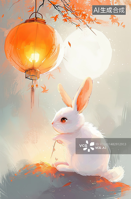 【AI数字艺术】可爱的小兔子在外面玩耍图片素材