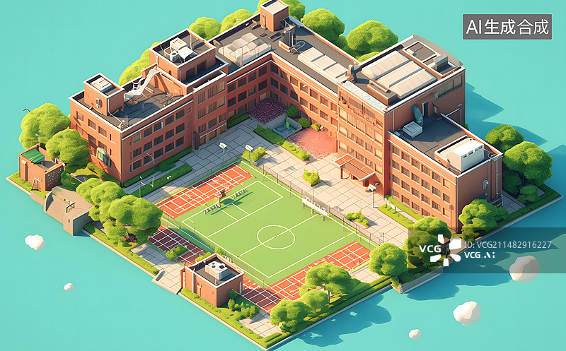 【AI数字艺术】学校等距设计图片素材