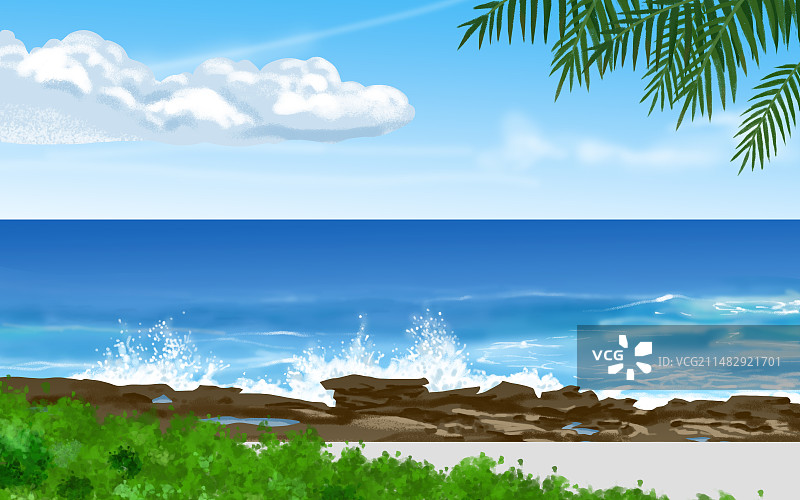 有礁石的海边图片素材