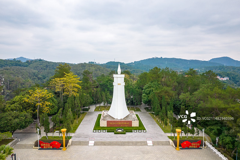 中国广西百色市百色起义纪念碑航拍图片素材