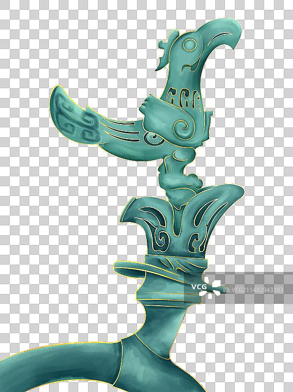 三星堆青铜神树太阳鸟插画图片素材