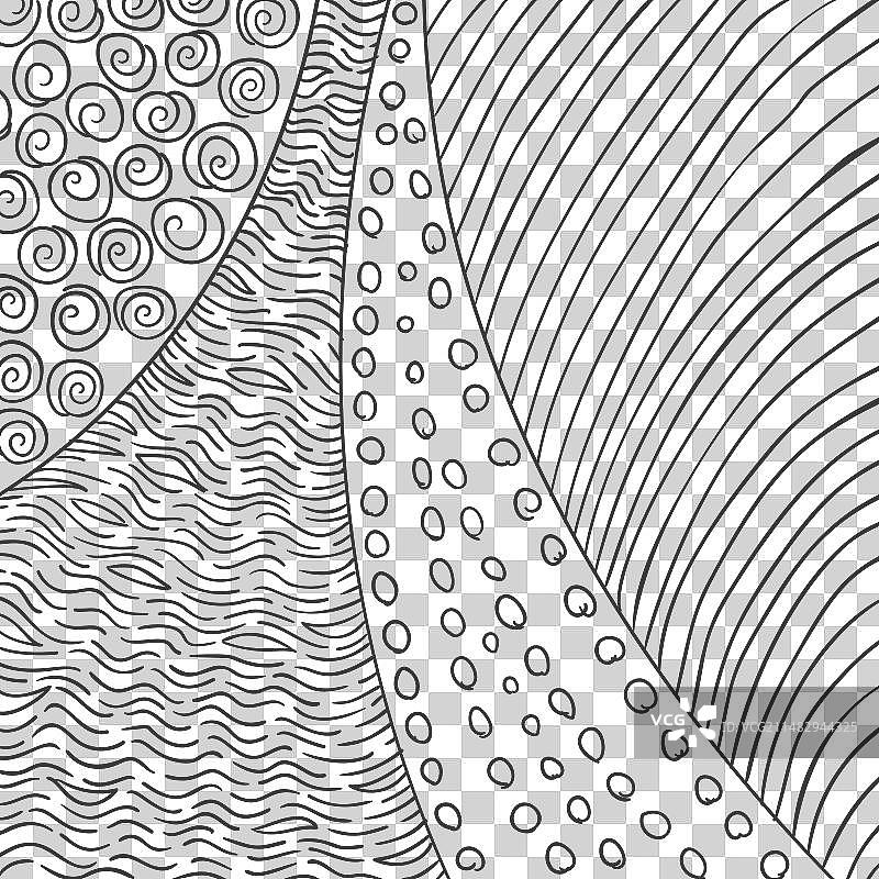手绘波浪线和小圆圈图案图片素材