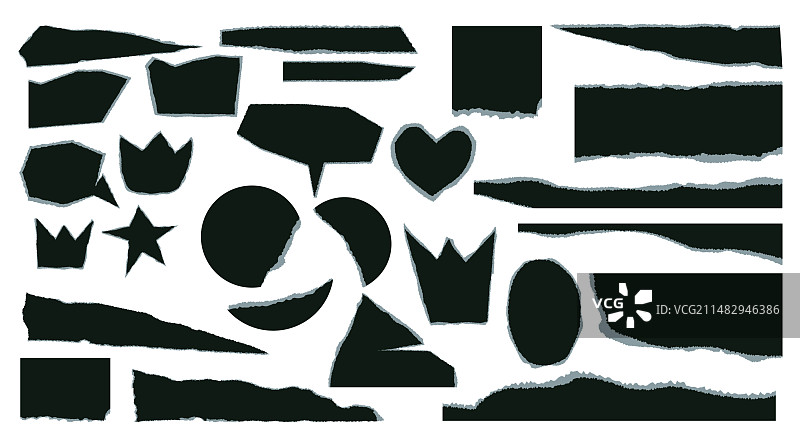 黑色锯齿状撕纸片合集图片素材