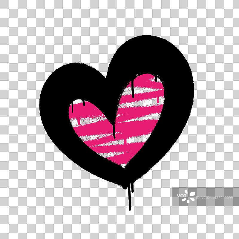 白色背景上的黑色喷绘涂鸦爱心图片素材