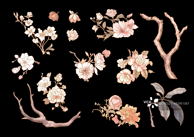 花卉设计元素套装图片素材