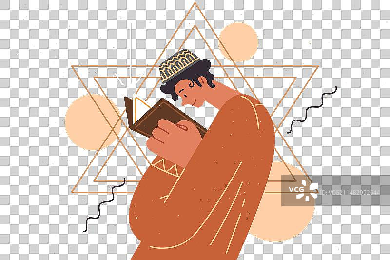 阅读《妥拉》的犹太少年图片素材