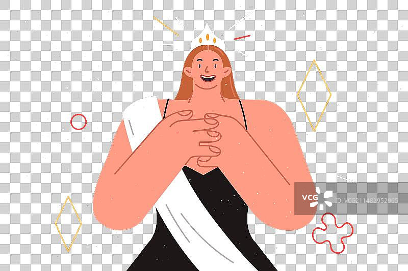 选美比赛的获胜女人欢欣雀跃图片素材