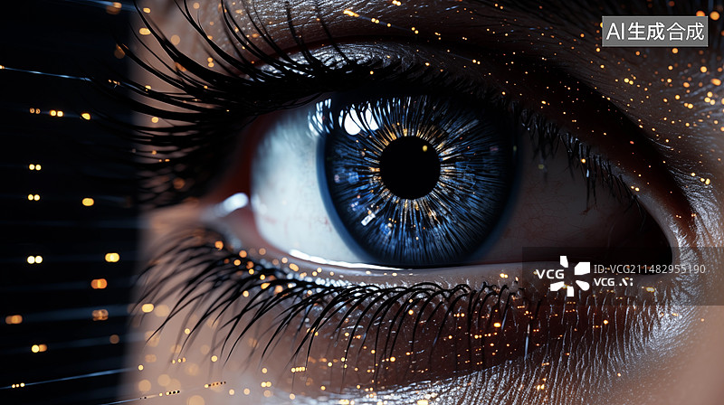 【AI数字艺术】眼睛生物识别，网络安全，网络数据，密码科学图片素材