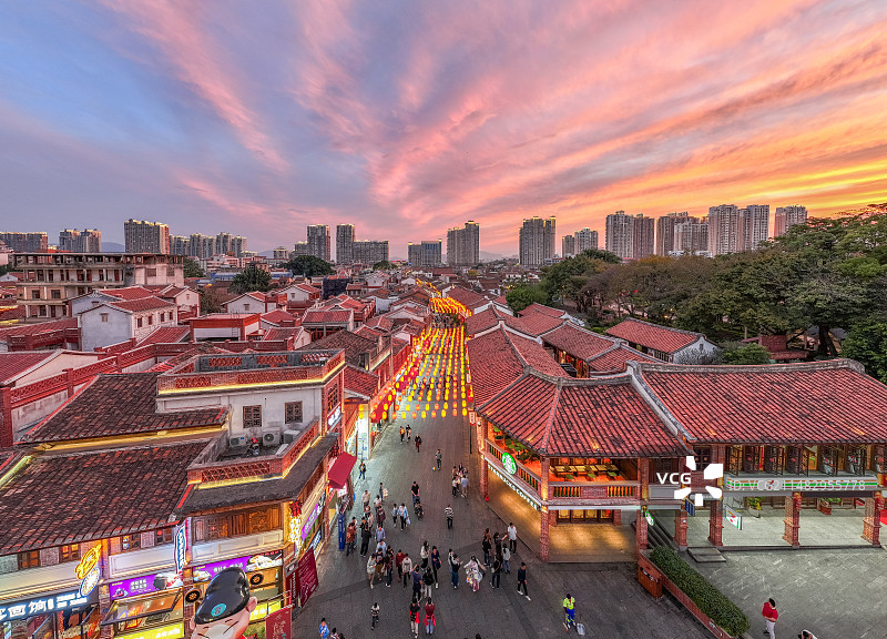 晚霞下的漳州古城图片素材