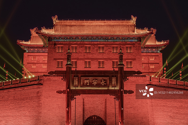 春节时西安永宁门的特写图片素材