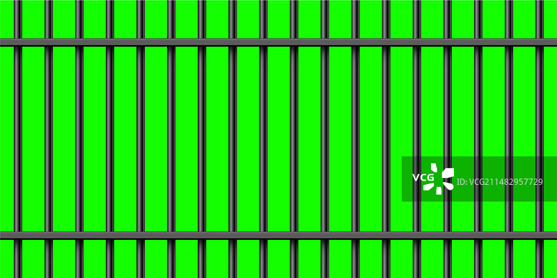 绿色色度键上的黑色金属监狱栏杆图片素材