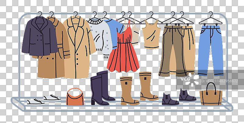 挂在衣架上的时尚服装图片素材