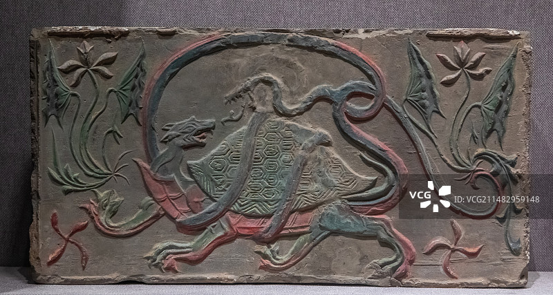河南省博物院玄武画像砖南朝公元420-580年1958年邓县学庄画像砖墓出土图片素材