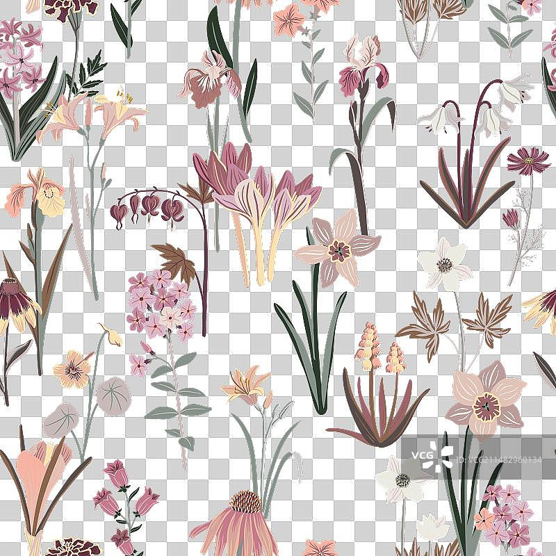 花园花卉无缝图案图片素材