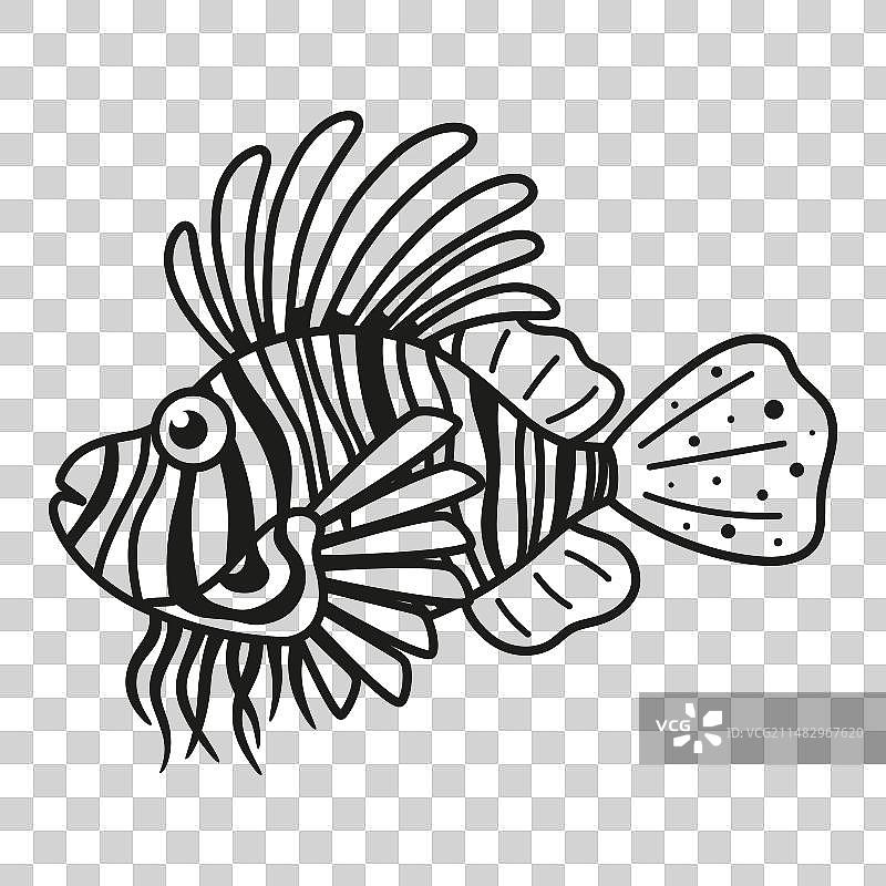 狮子鱼白色背景隔离图片素材