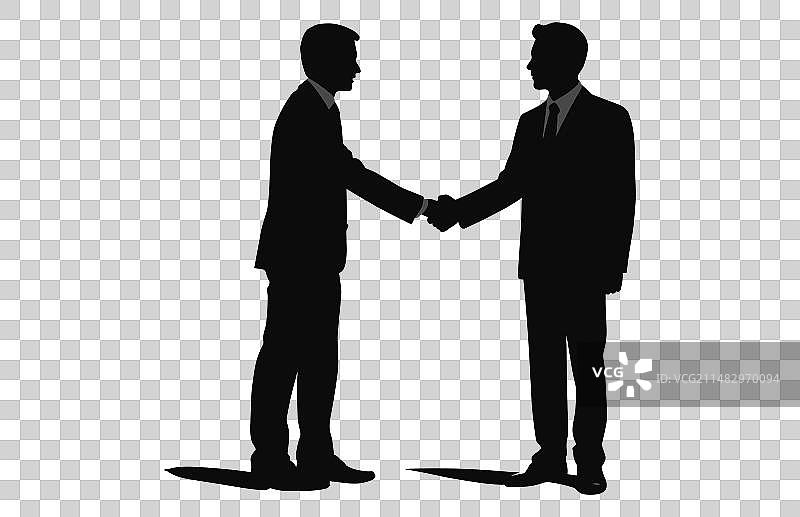 两个剪影商人握手图片素材