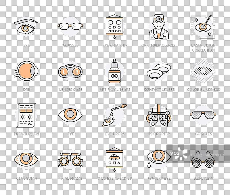 眼科眼睛保健线性图标图片素材