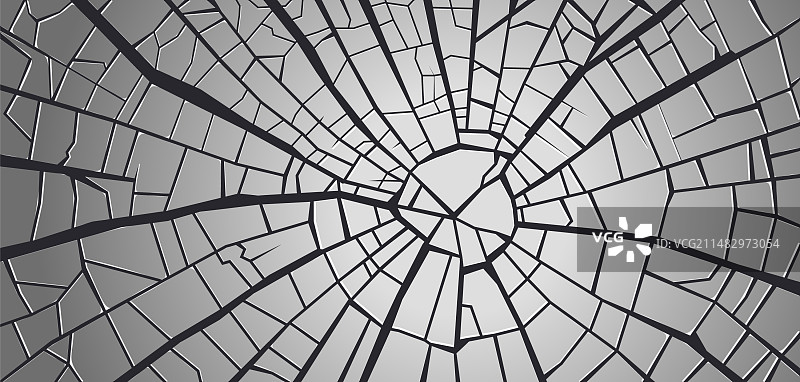 碎成小块的灰色玻璃，带有黑色裂纹图片素材