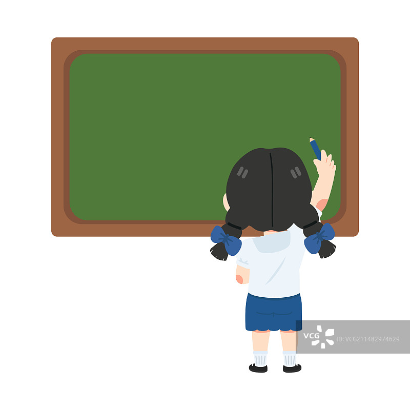 女孩在空白板上书写图片素材