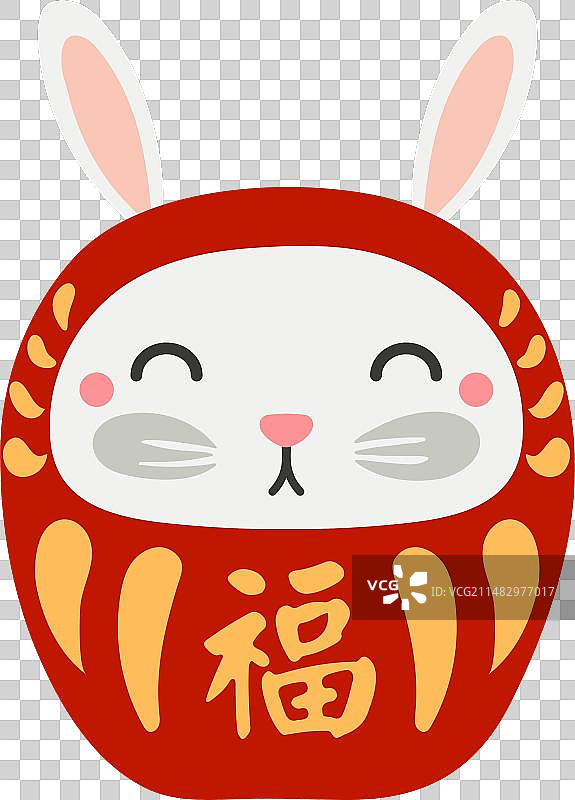中国十二生肖可爱卡通兔子达摩图片素材