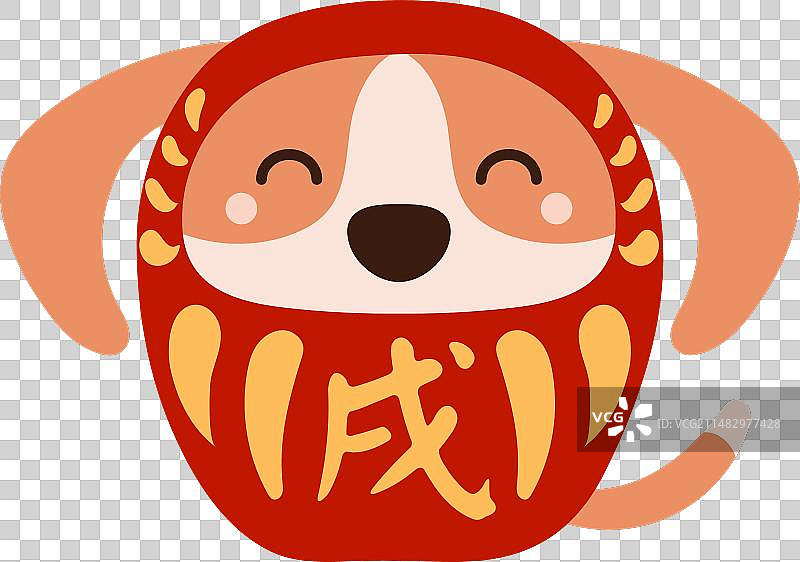 中国生肖可爱卡通狗达摩娃娃图片素材