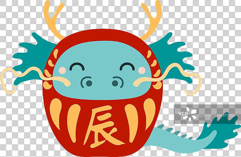 中国十二生肖可爱卡通龙达摩图片素材