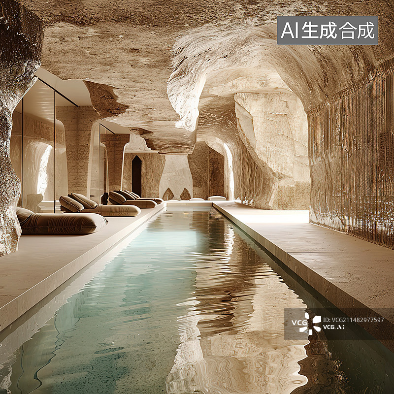 【AI数字艺术】温泉的高角度视图图片素材