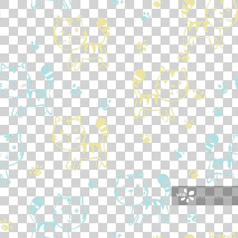 可爱小猫印花无缝图案图片素材