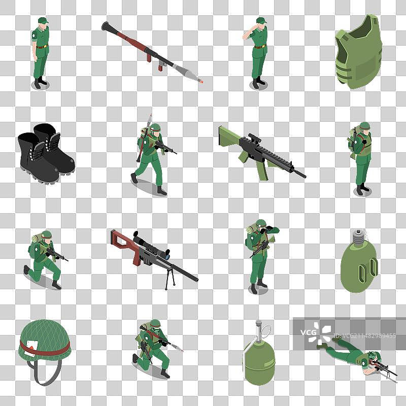 士兵装备2.5D模型套件图片素材