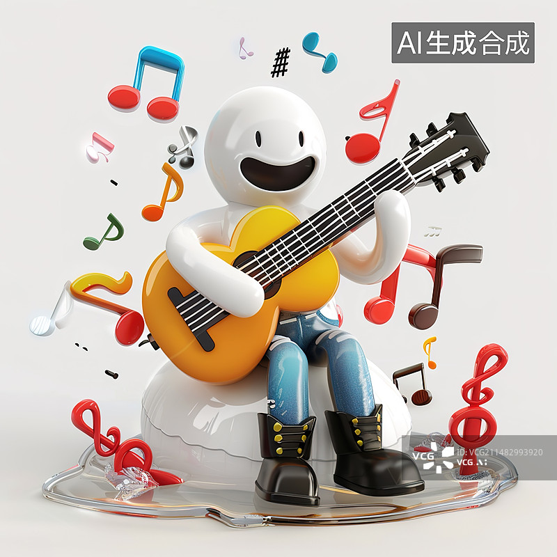 【AI数字艺术】玩音乐的人们，气球乐队，创造力图片素材