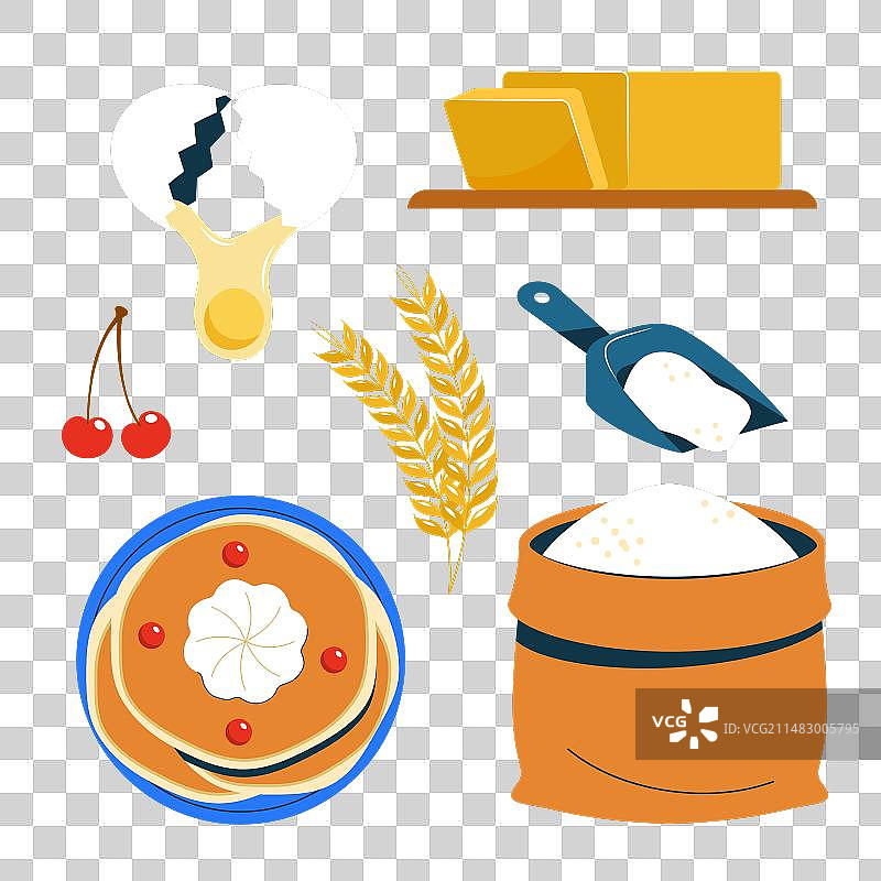 白色背景上的薄烤饼日设计元素图片素材