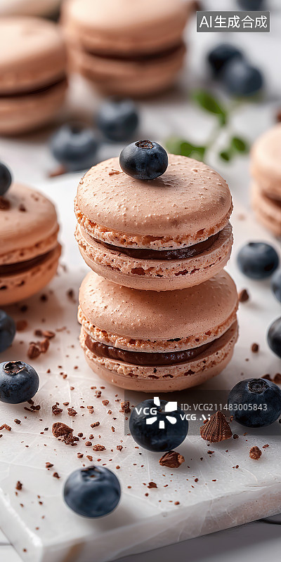 【AI数字艺术】桌上盘子里的杏仁饼特写镜头图片素材