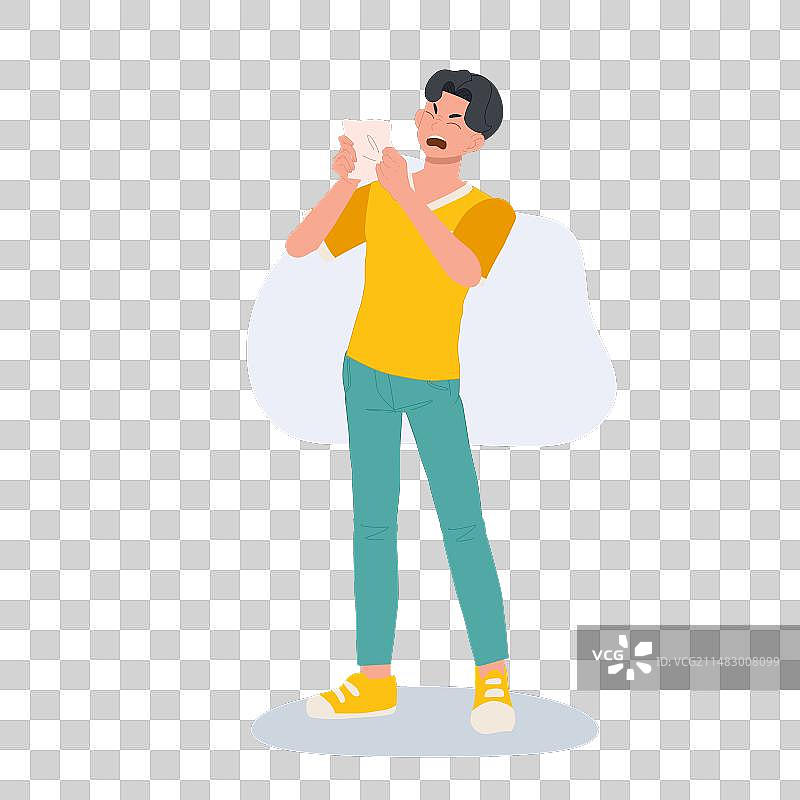 预防过敏和感冒概念，男子打喷嚏图片素材