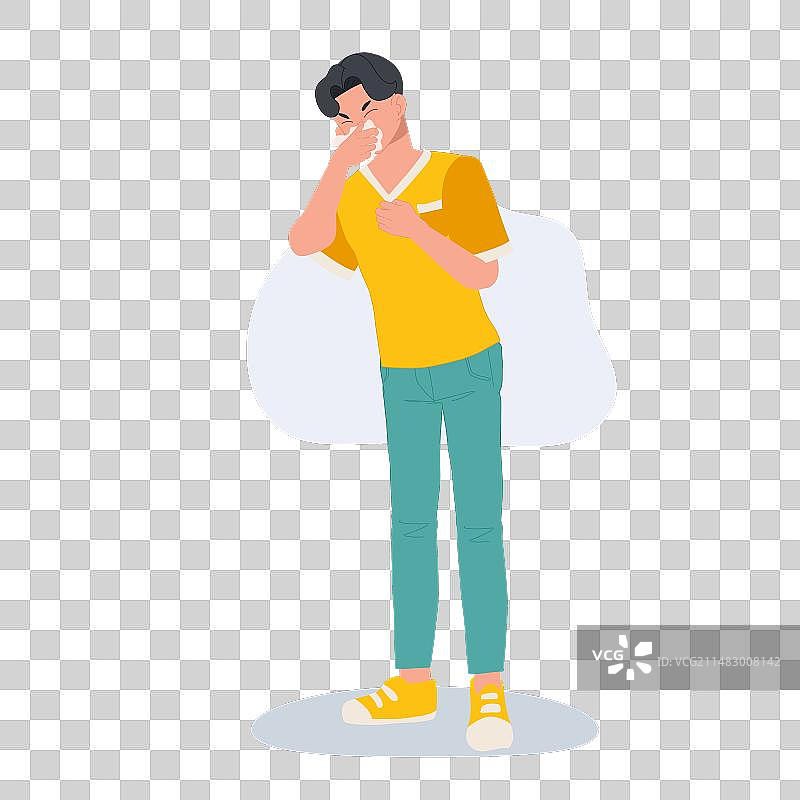 预防过敏和感冒概念，男子打喷嚏图片素材
