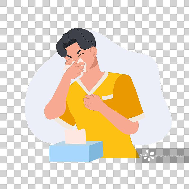 预防过敏和感冒概念，男子打喷嚏图片素材
