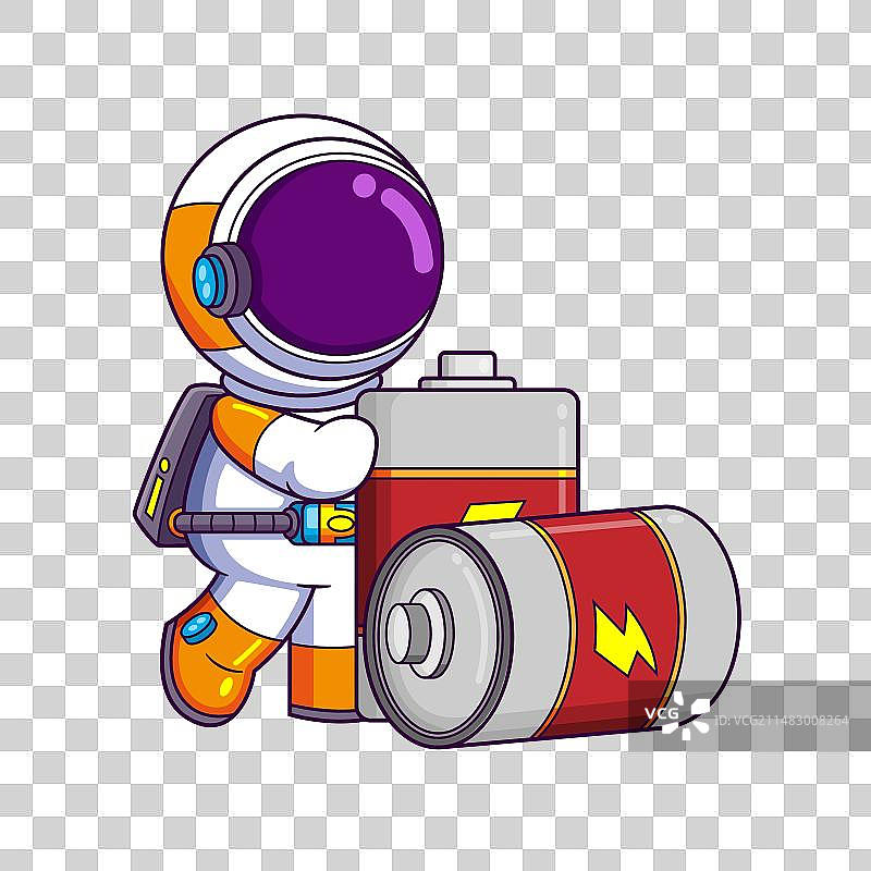 可爱的宇航员携带大电池卡通图片素材